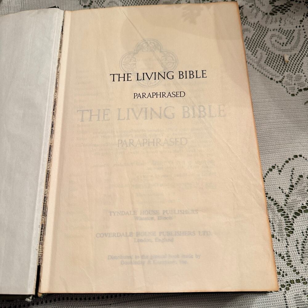 The Living Bible Paraphrased TYNDALE VTG Hardcover Green Faux Leather 1973 *Read - Picture 13 of 14